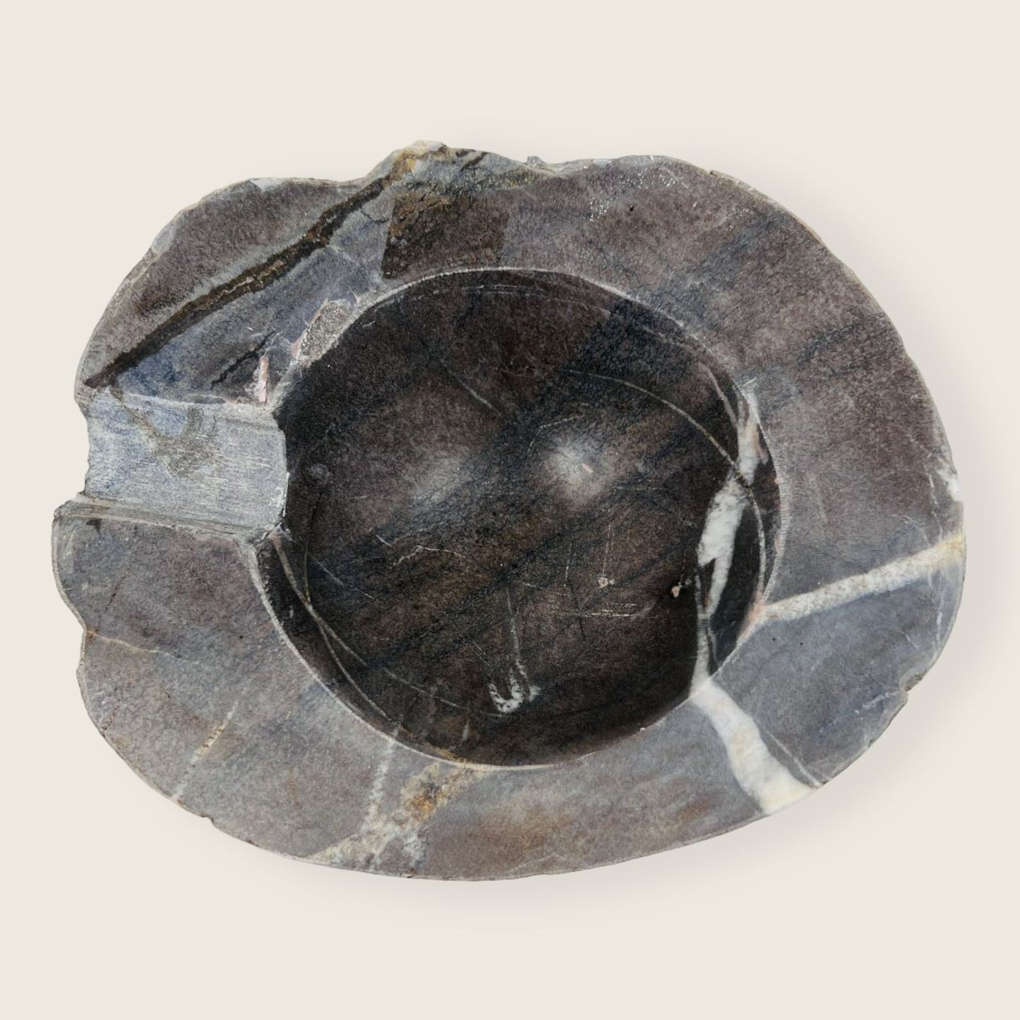 Dark Brown Lined Ash Tray - River Stone