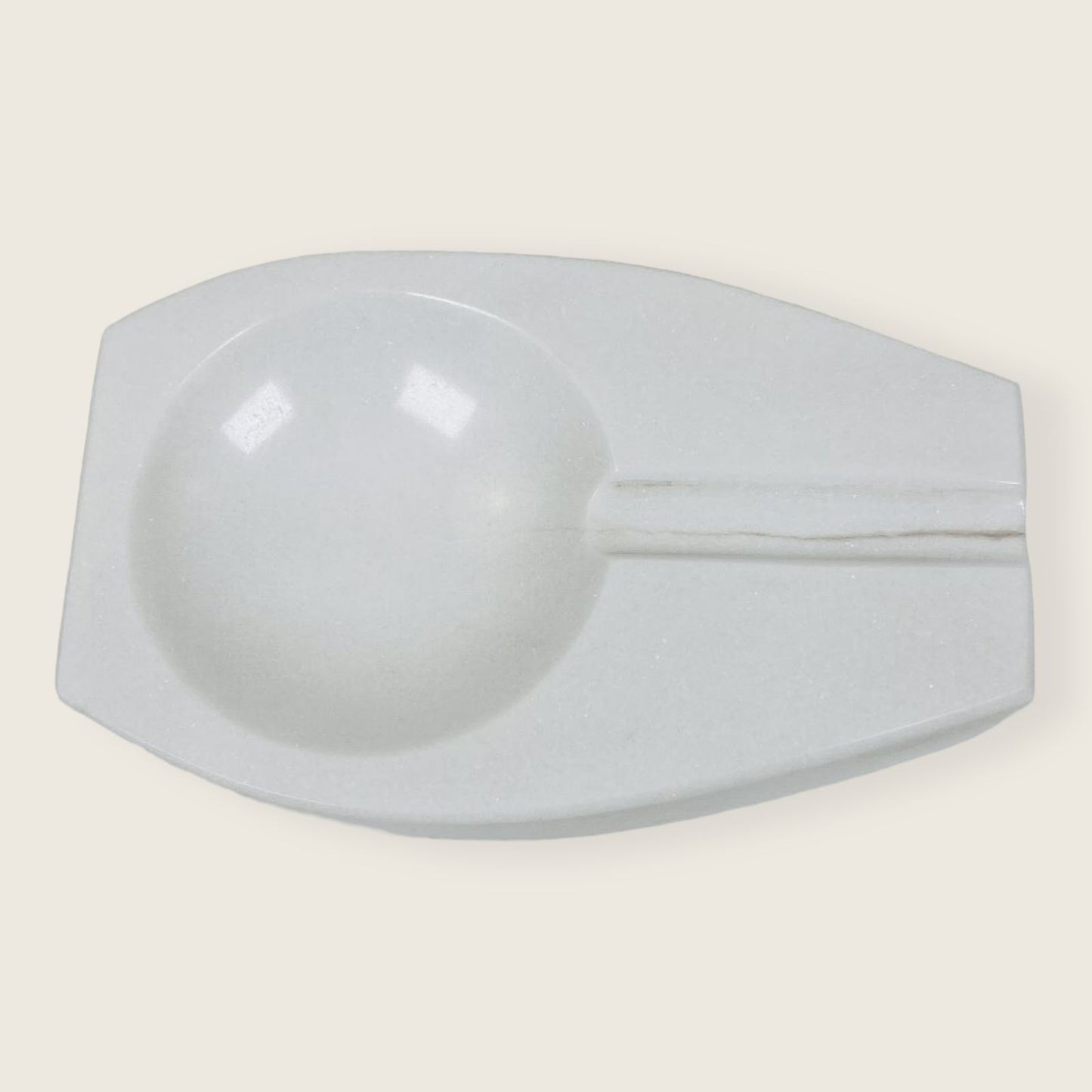 Curved Marble Ash Tray - White