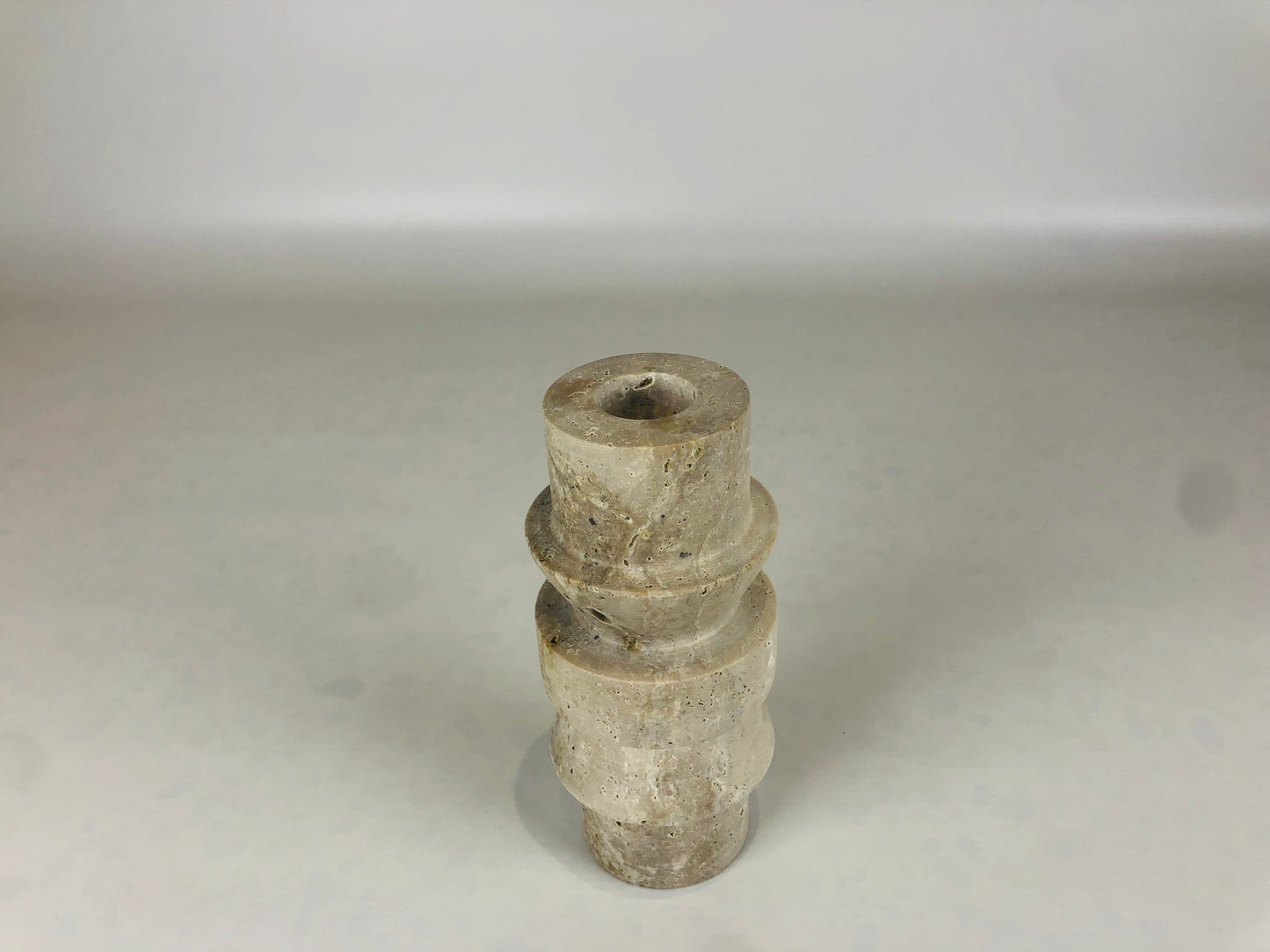 Stacked Candle Stand - Travertine