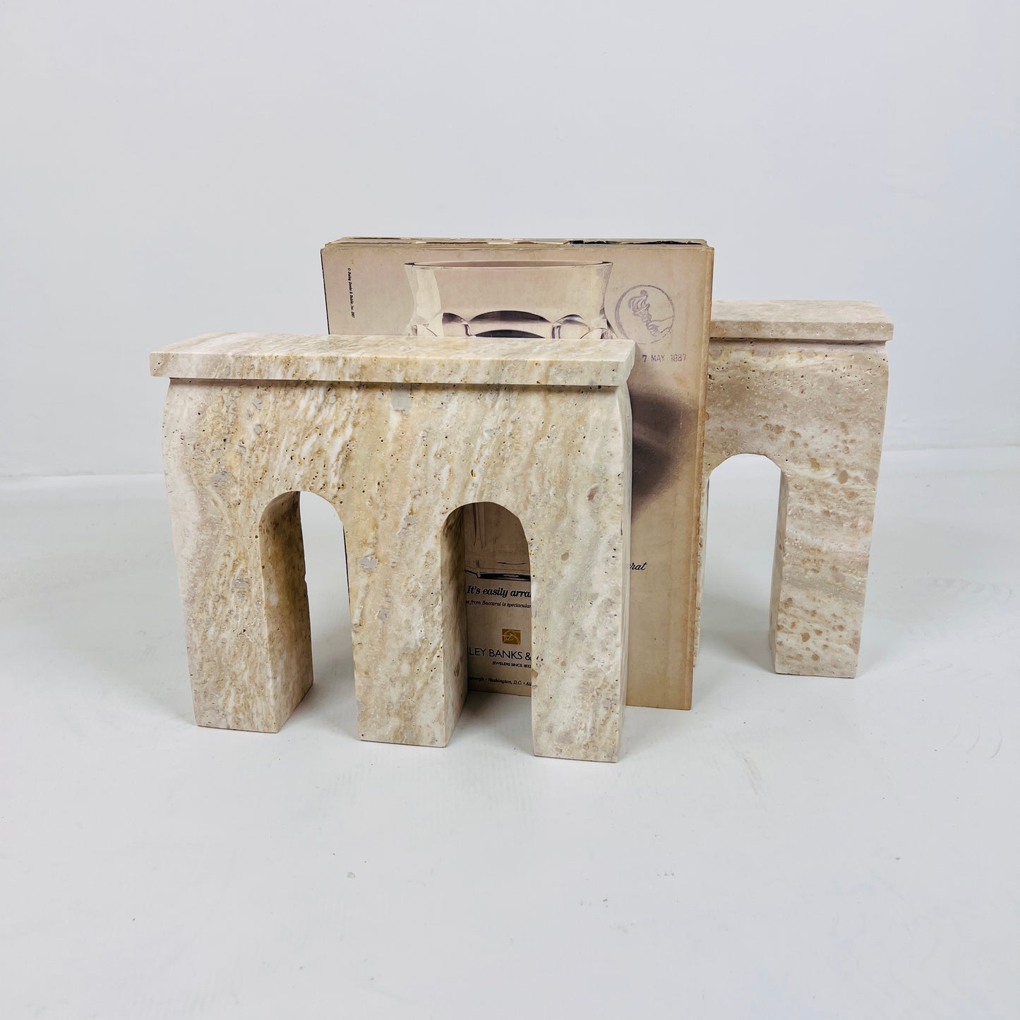 Bridge Bookends Pair - Travertine