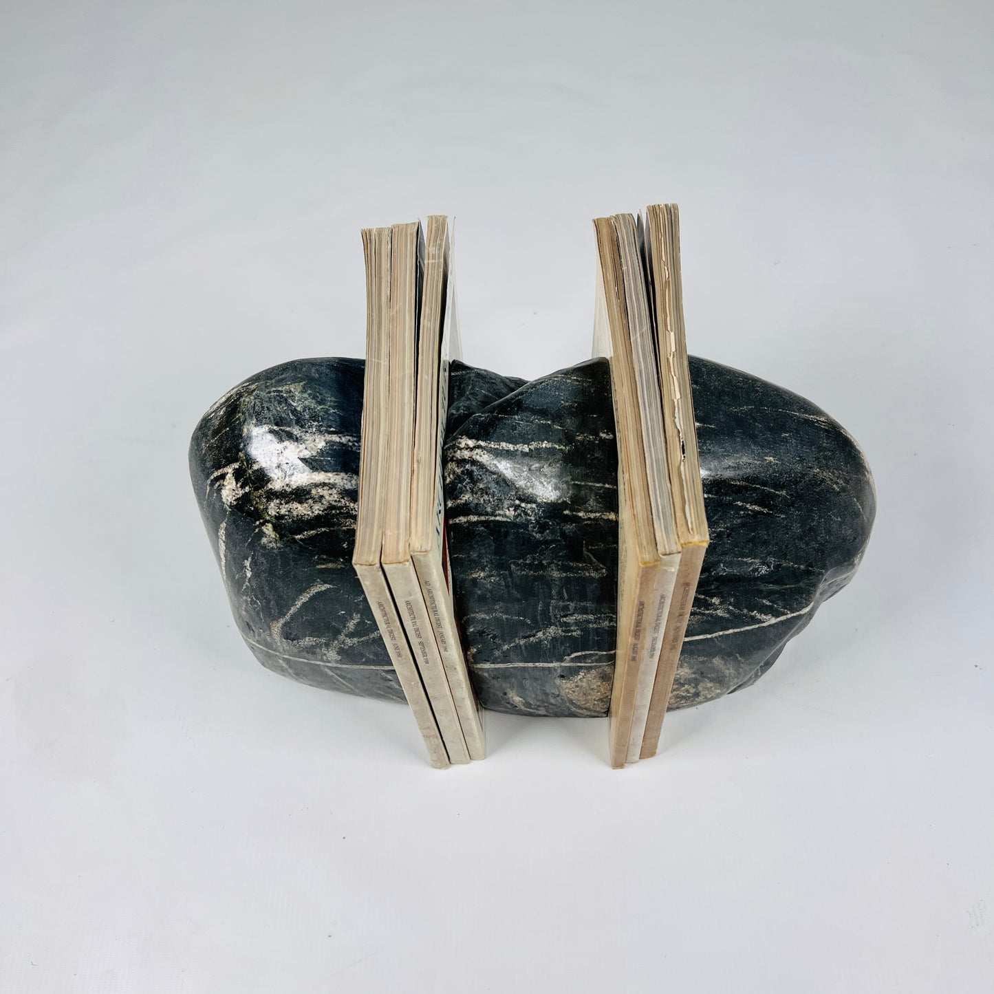 Blotched Riverstone Bookend - Black