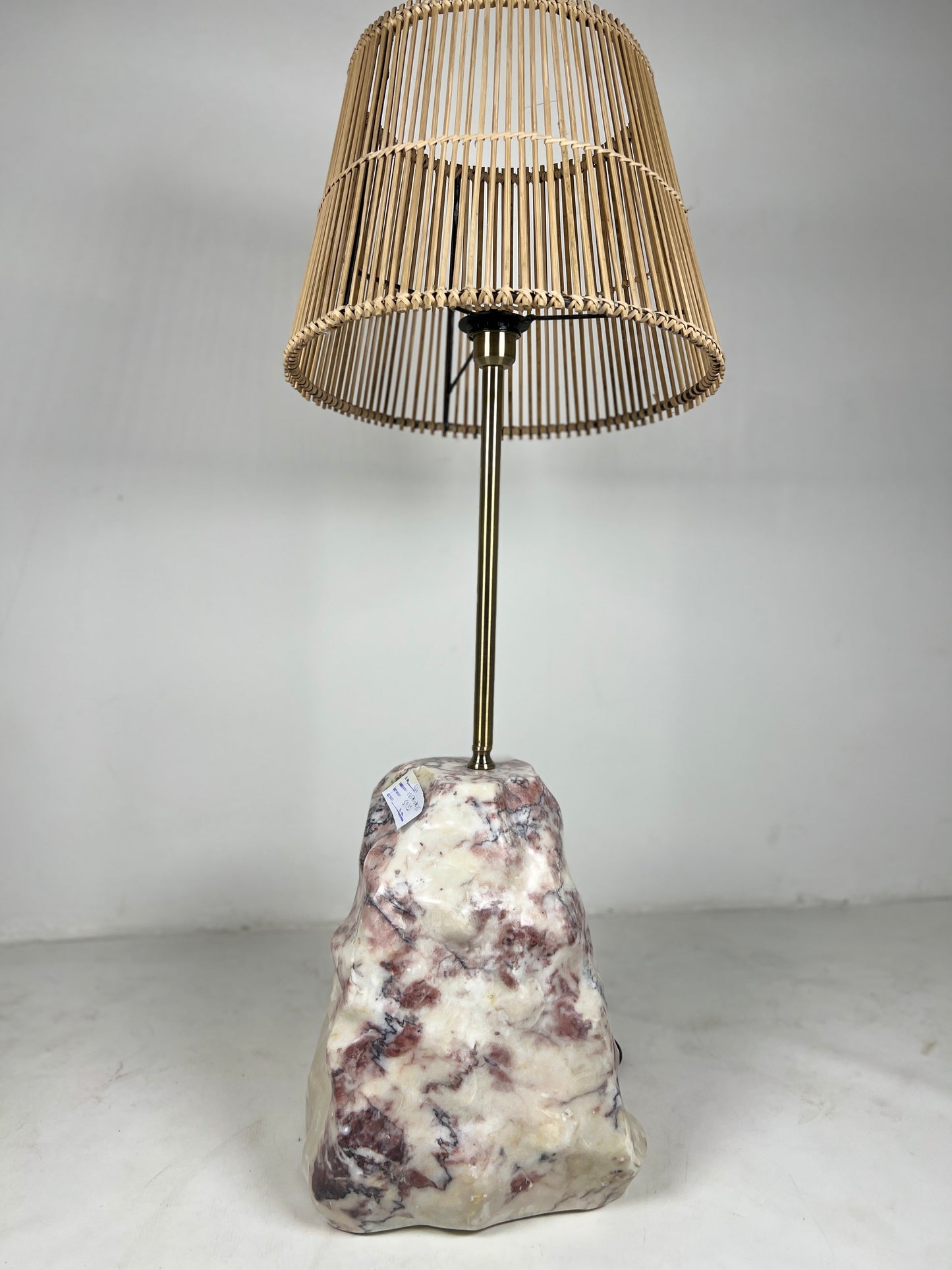 Tall Stone Base Lamp - Red & White
