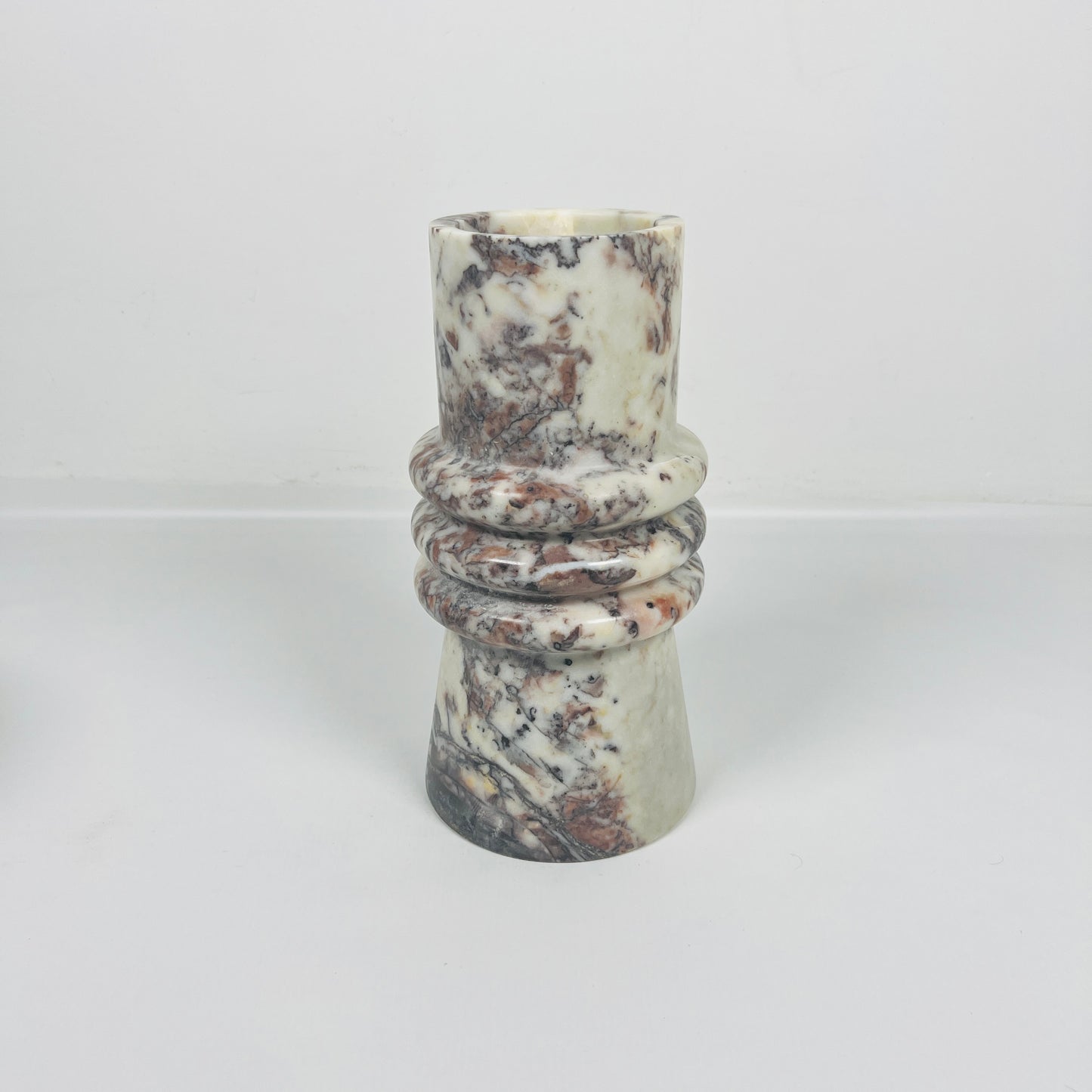 Ringed Marble Vase - Red & White