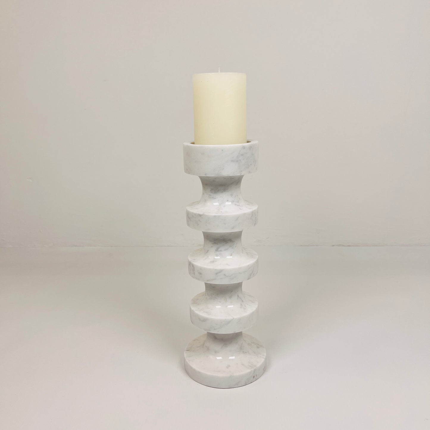 Accordian Candle Stand - Gray & White