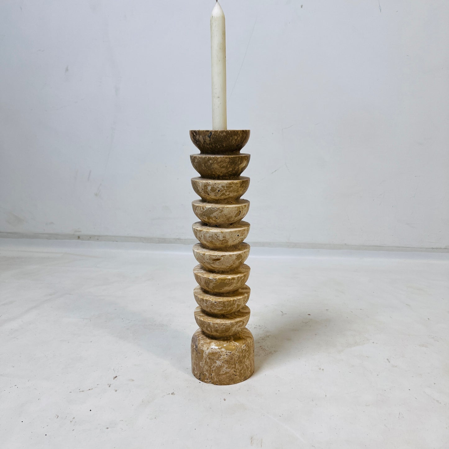 Segmented Candle Stand - Travertine