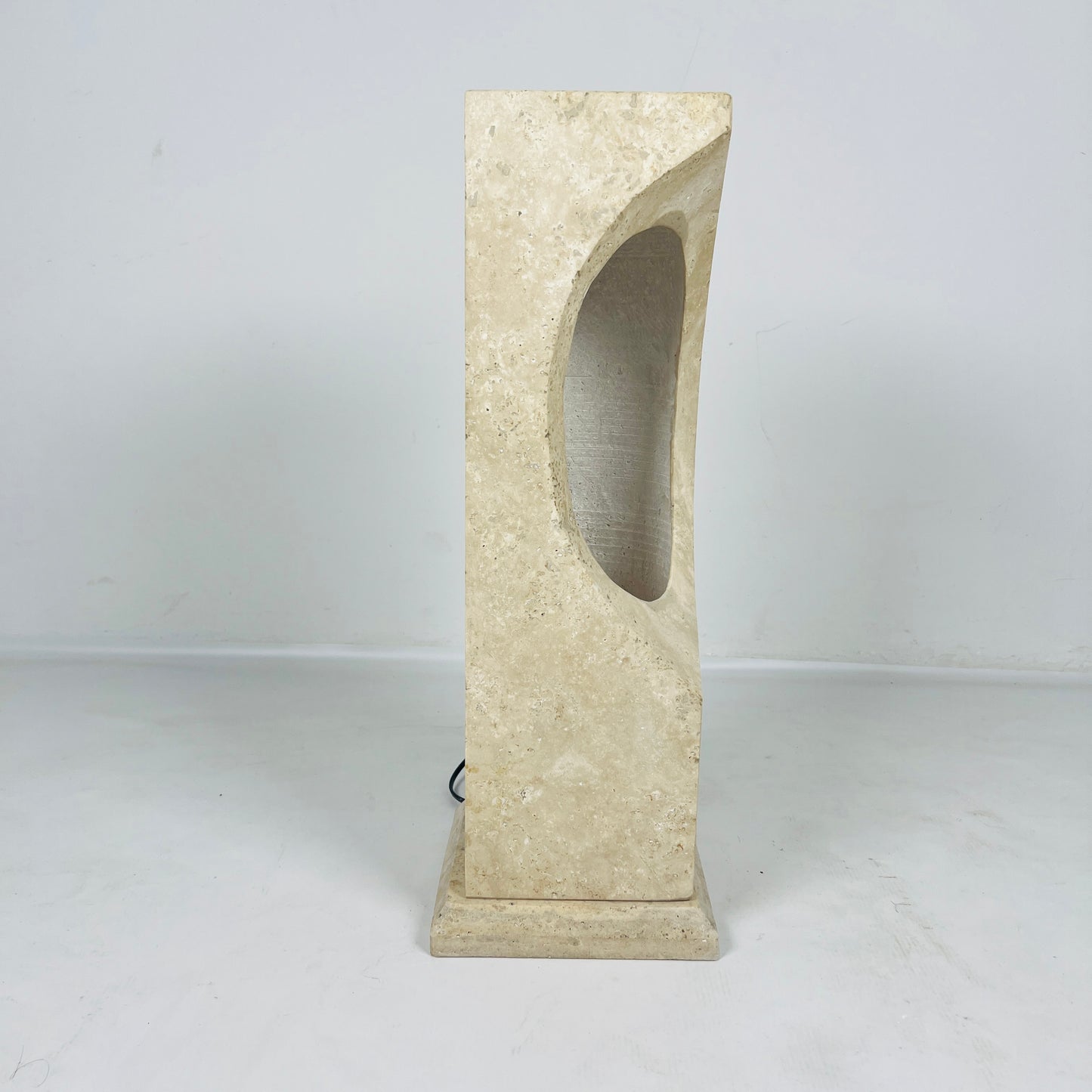 Hollowed Crescent Lamp - Travertine
