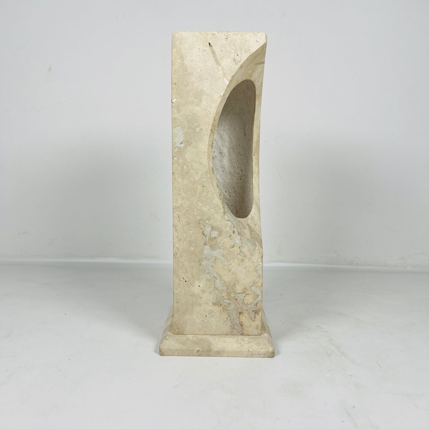 Hollowed Crescent Lamp - Travertine