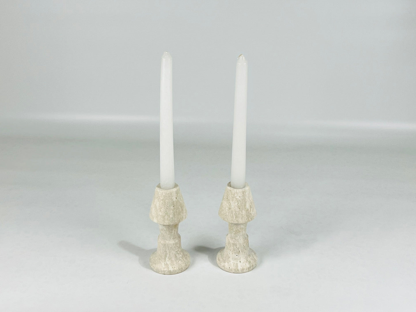Frustum Capped Candle Stand - Travertine
