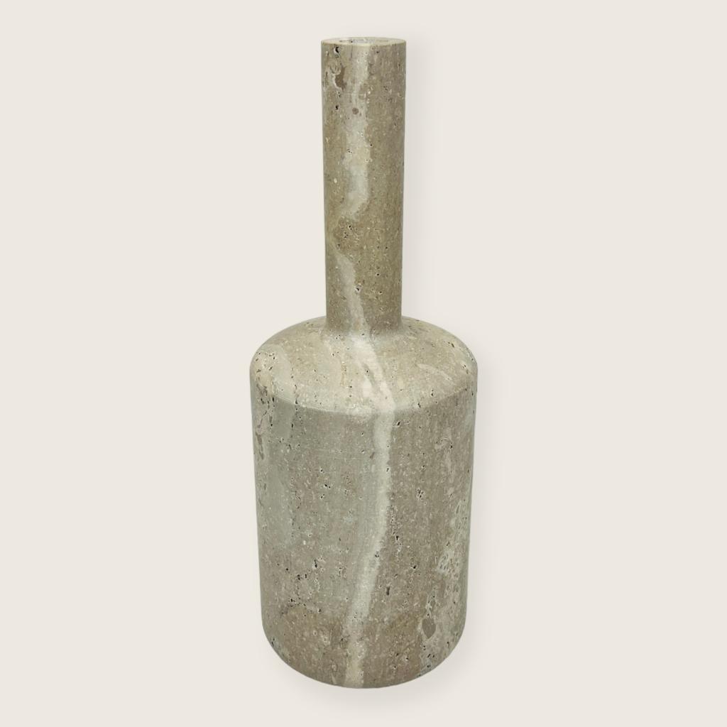 Funnel Neck Ornament Bottle - Travertine