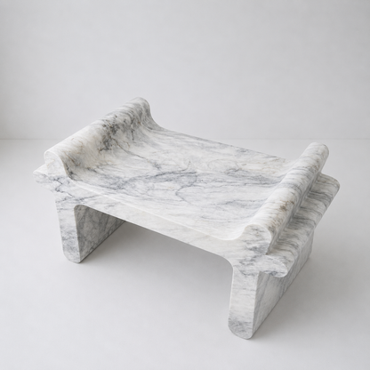 Sable Sculpt Bench - White & Gray