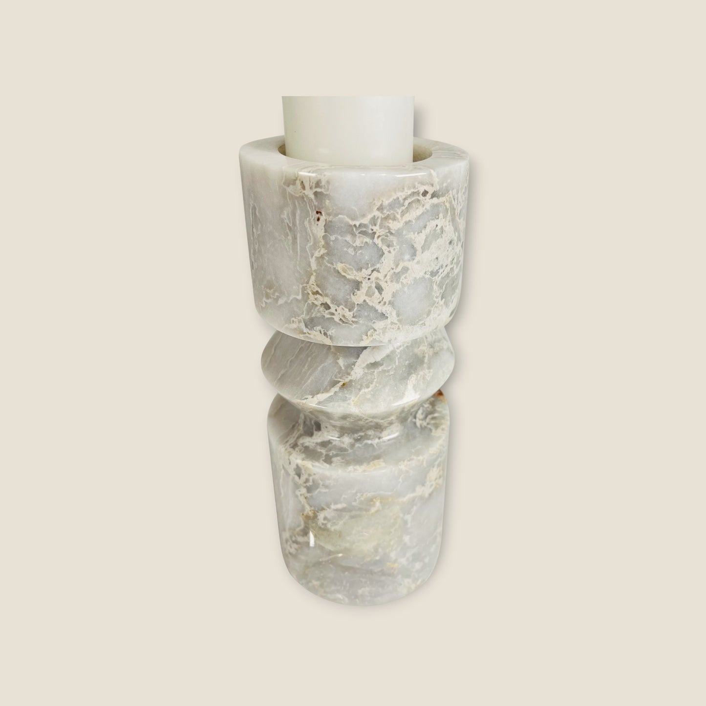 Bulged Disc Candle Stand - Gray