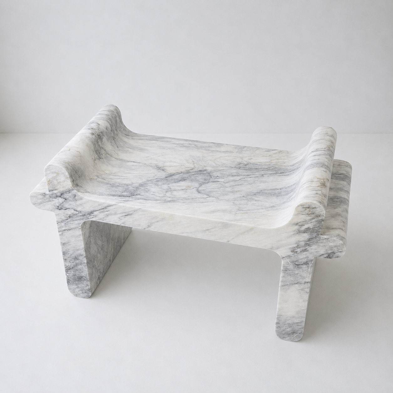 Sable Sculpt Bench - White & Gray
