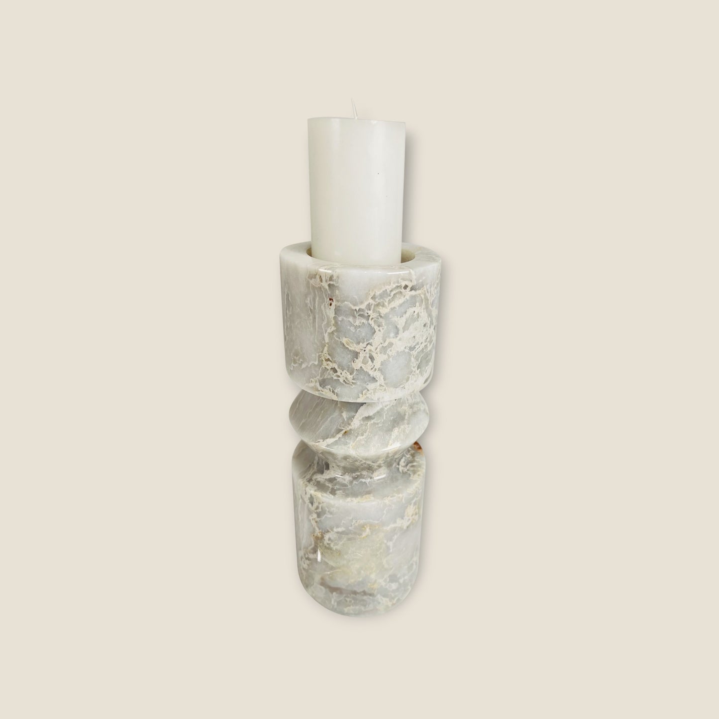 Bulged Disc Candle Stand - Gray