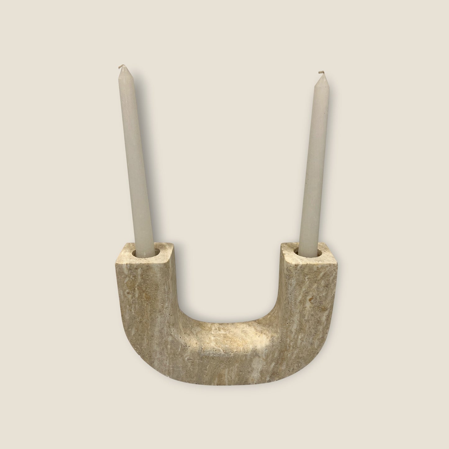 U-Shape Candle Stand - Travertine