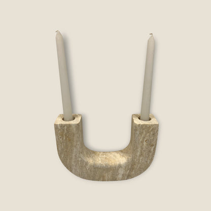 U-Shape Candle Stand - Travertine