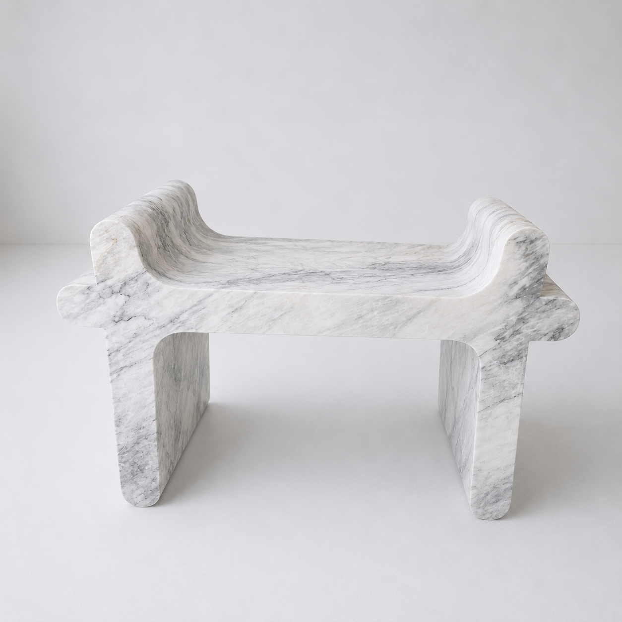 Sable Sculpt Bench - White & Gray