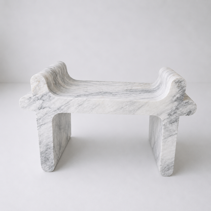 Sable Sculpt Bench - White & Gray