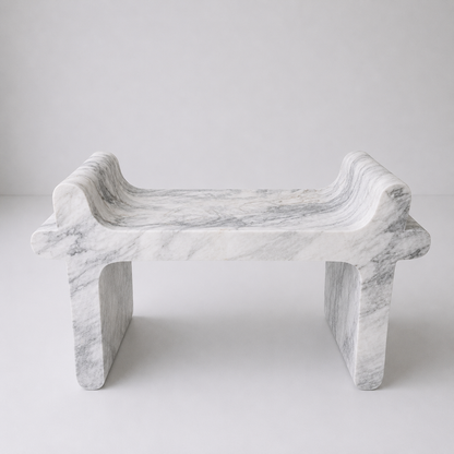 Sable Sculpt Bench - White & Gray