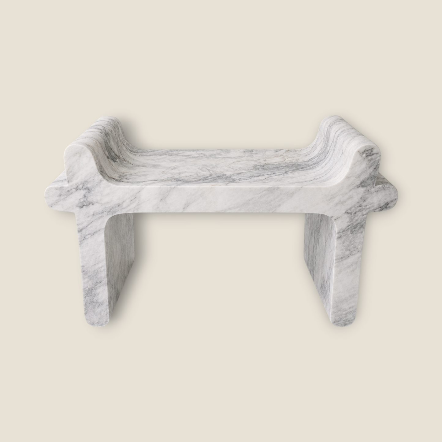 Sable Sculpt Bench - White & Gray