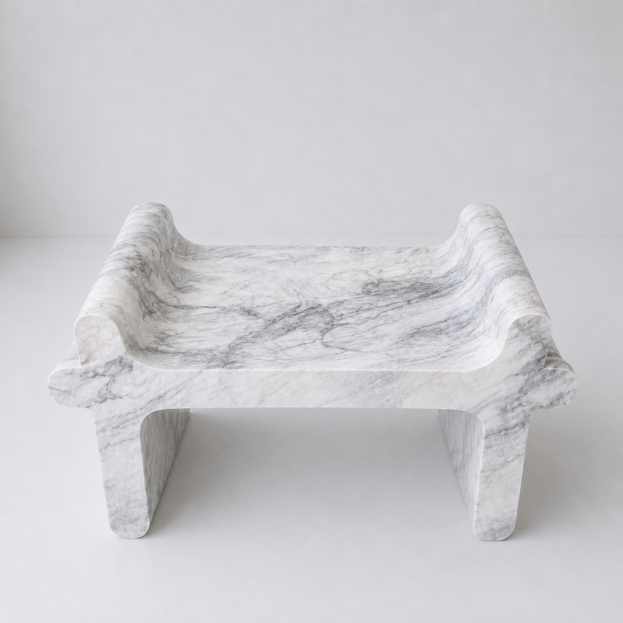 Sable Sculpt Bench - White & Gray