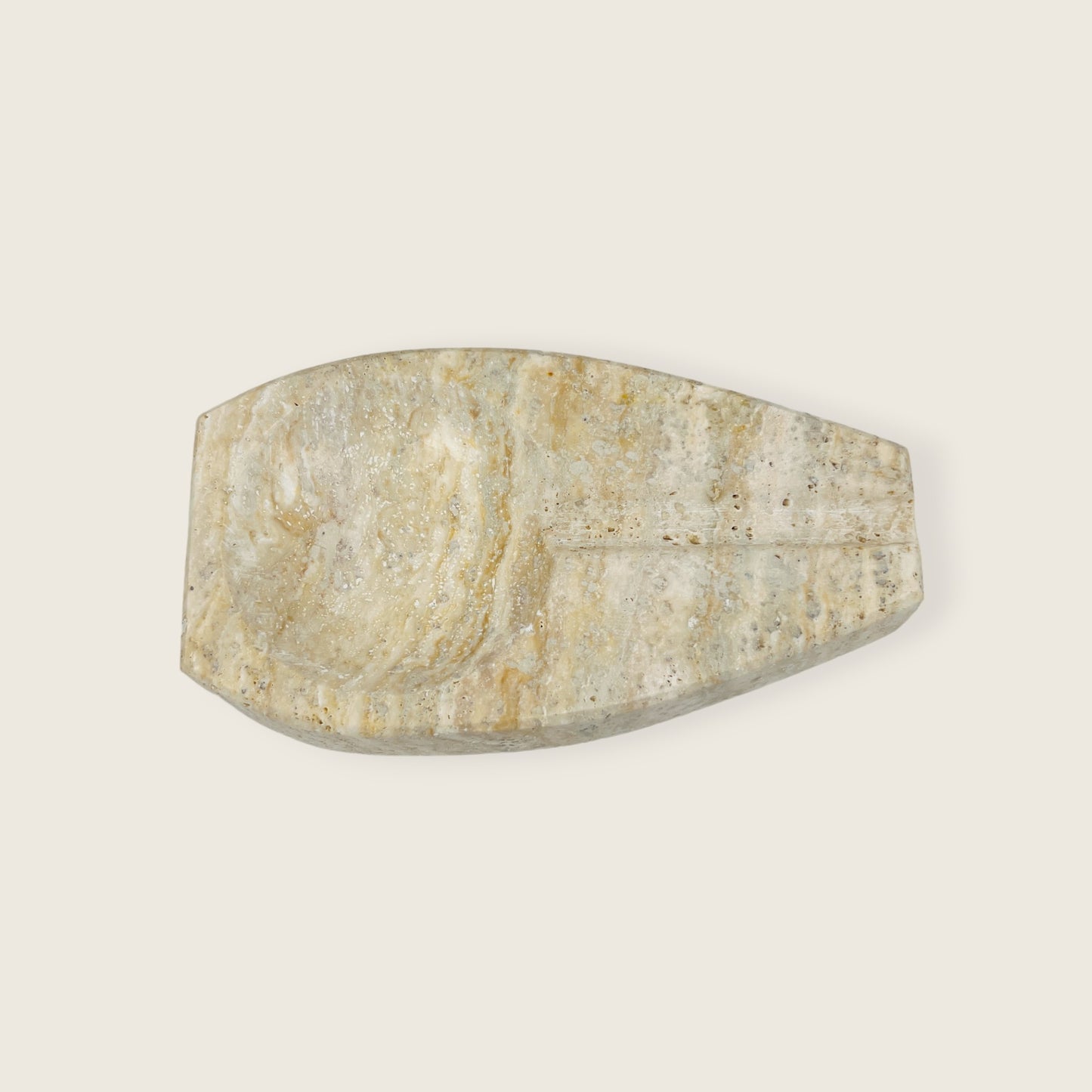 Curved Marble Ash Tray - Travertine