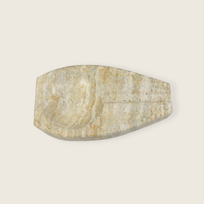 Curved Marble Ash Tray - Travertine
