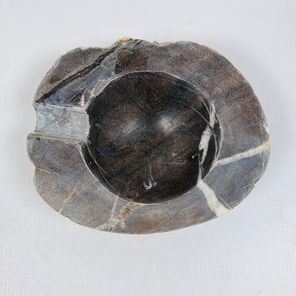 Dark Brown Lined Ash Tray - River Stone