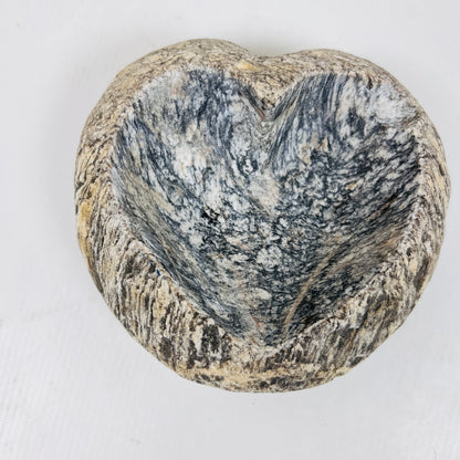 Heart Carved Grey Splashed Ash Tray - River Stone