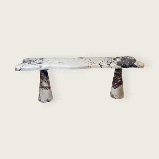 Muse Carved Bench - Red & White