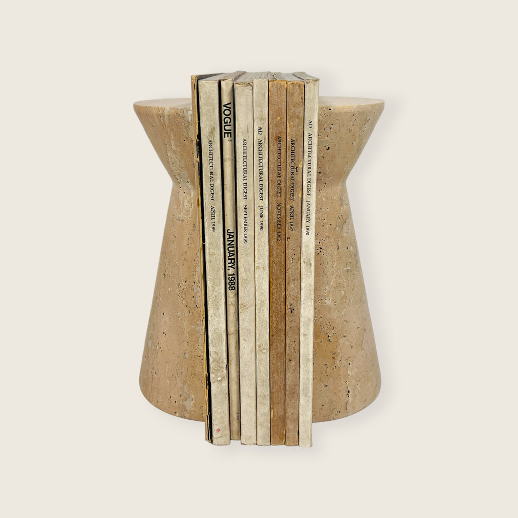 Beige Travertine Bookend Pair