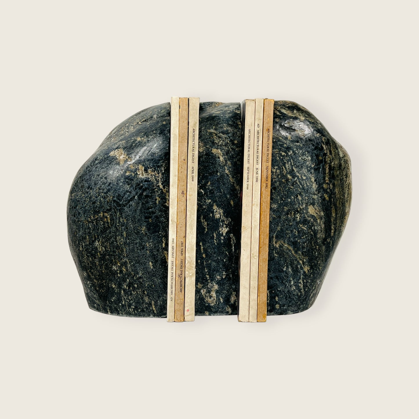 Blotched Riverstone Bookend - Black