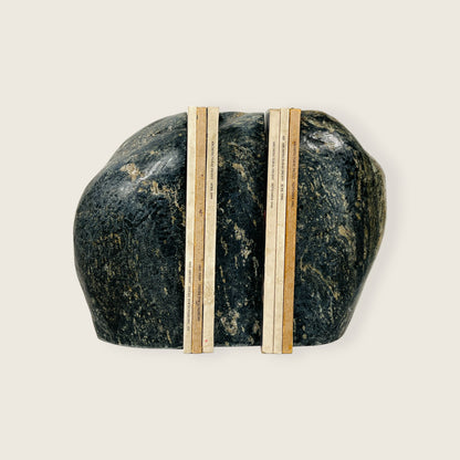 Blotched Riverstone Bookend - Black
