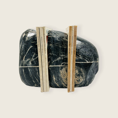 Blotched Riverstone Bookend - Black
