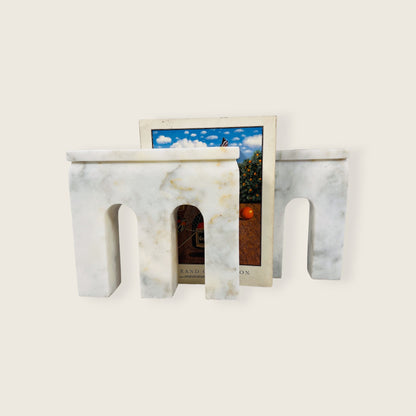 Tri-Arch Cheetah White Book End Pair