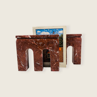 Cherry Red Three Pillar Book End Pair