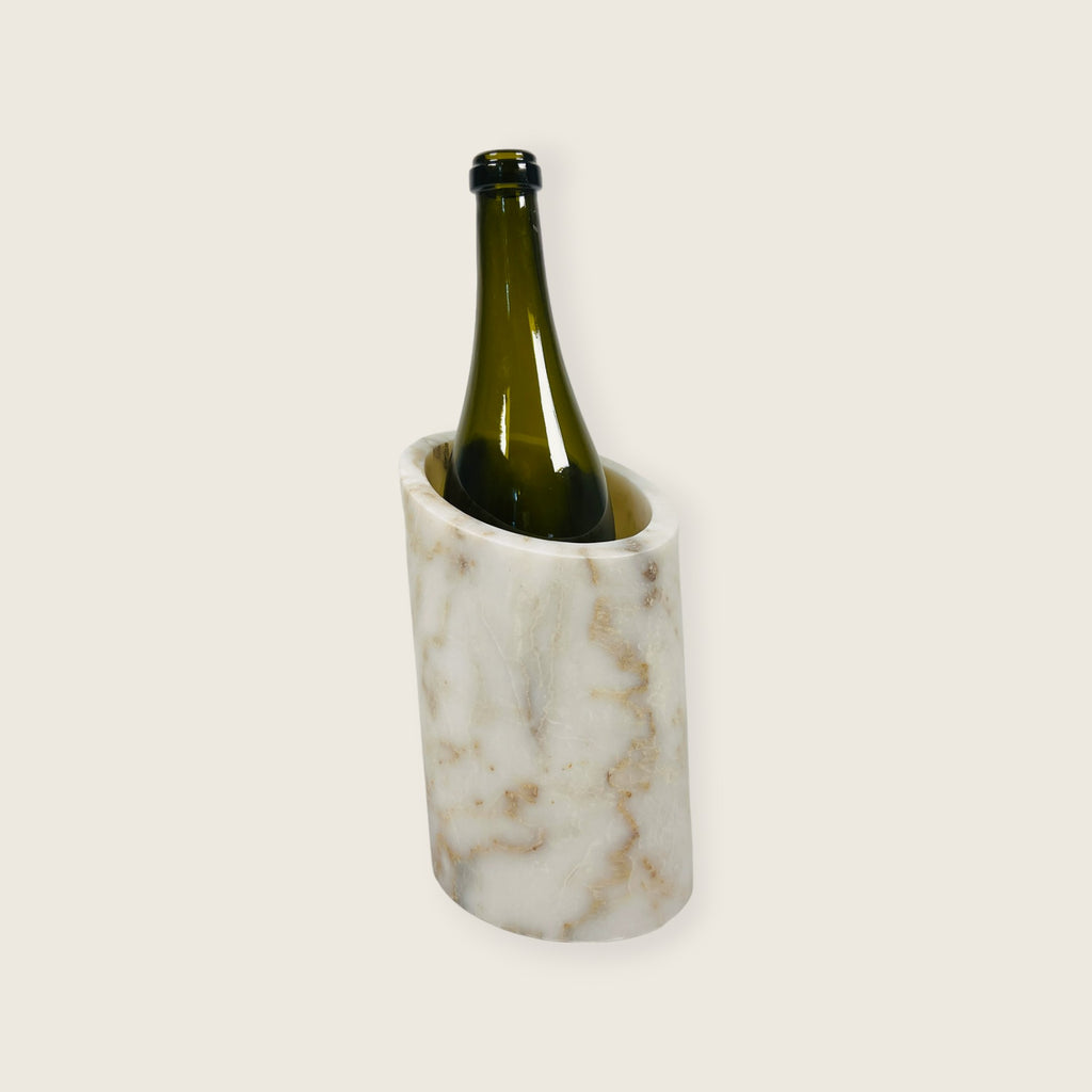 White With Brown Veins Marble Bottle Holder