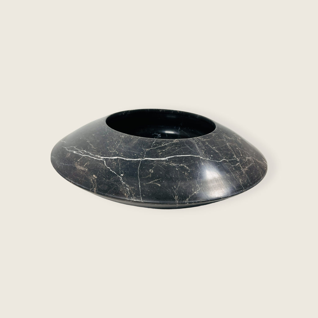 Black With Veins Marble Bowl (Large)