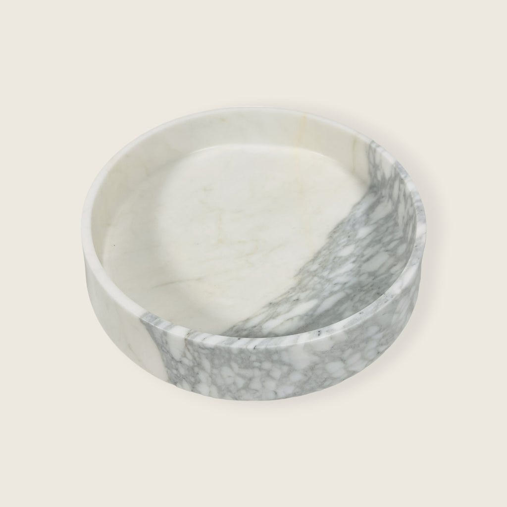 Two-Toned White and Grey Marble Bowl (Large)