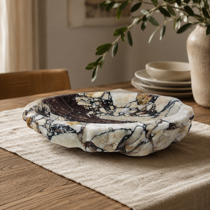 Wine Stone Bowl - Red & White
