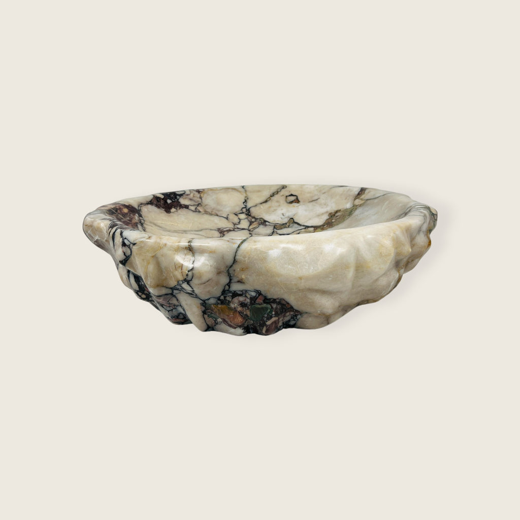 Cream And Brown Marble Bowl