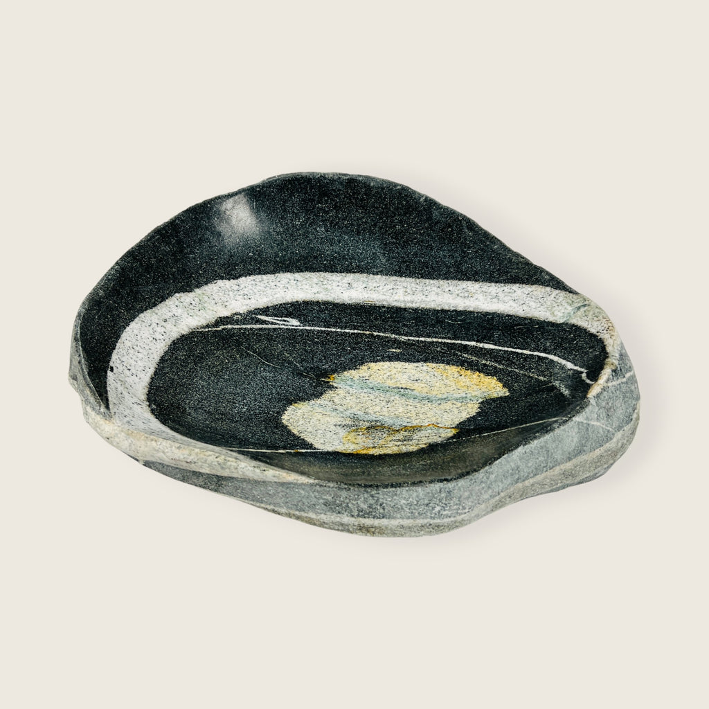 Black & White River Stone Bowl