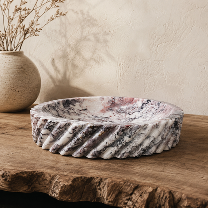 Petra Marble Bowl - Red & White