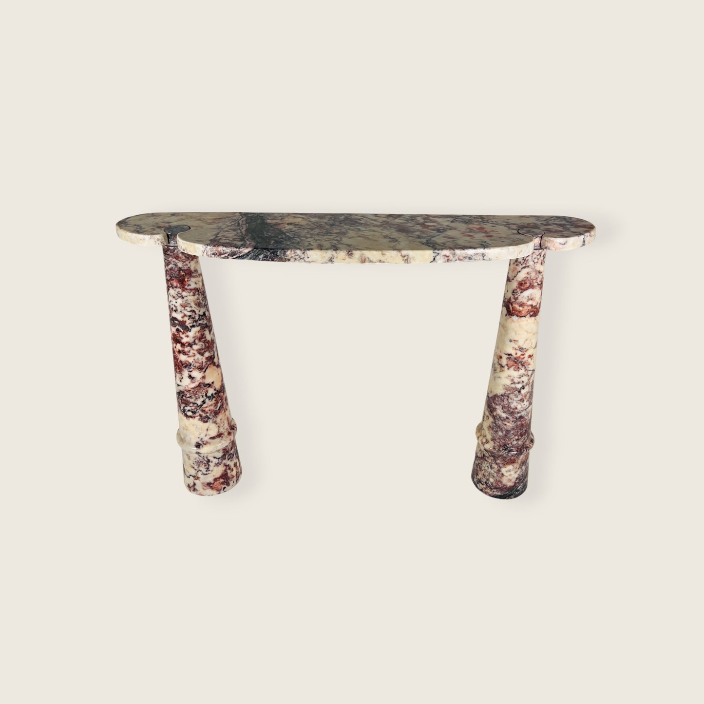 Crimson Crest Console Table - Red & White