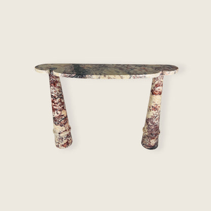 Crimson Crest Console Table - Red & White