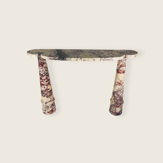 Crimson Crest Console Table - Red & White