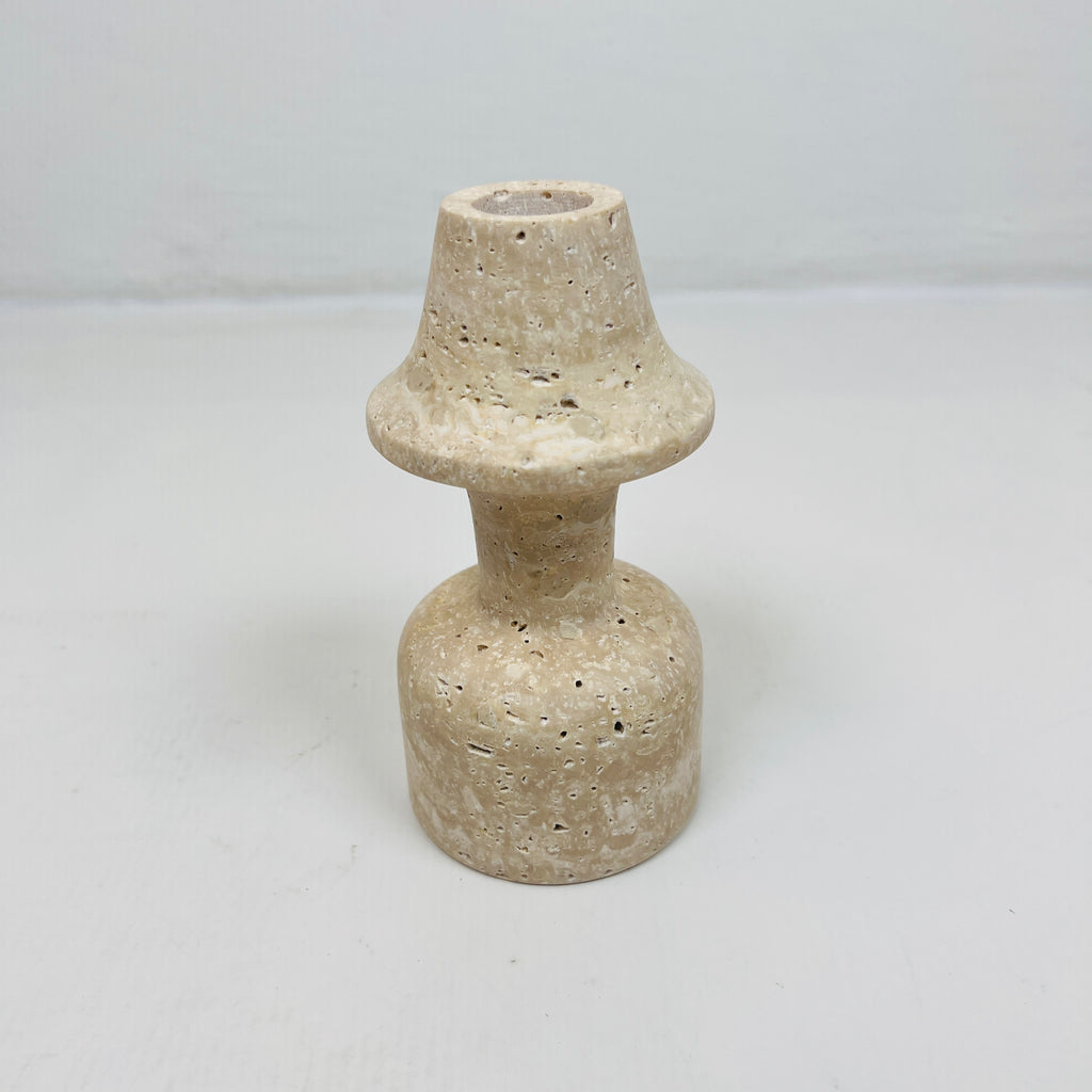 Cone Head Dumbbell Bottom Travertine Candle Stand