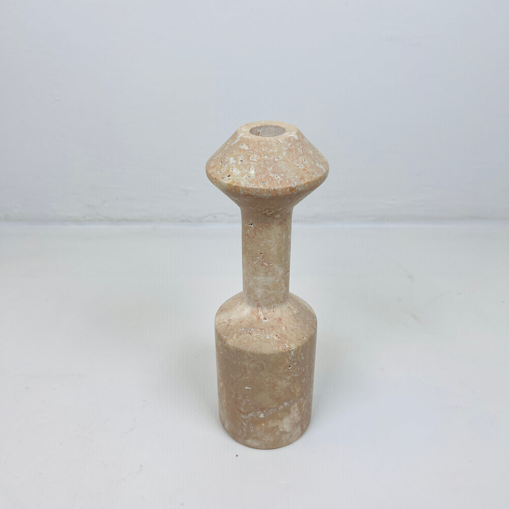 Long Bottled Light Red Travertine Candle Stand