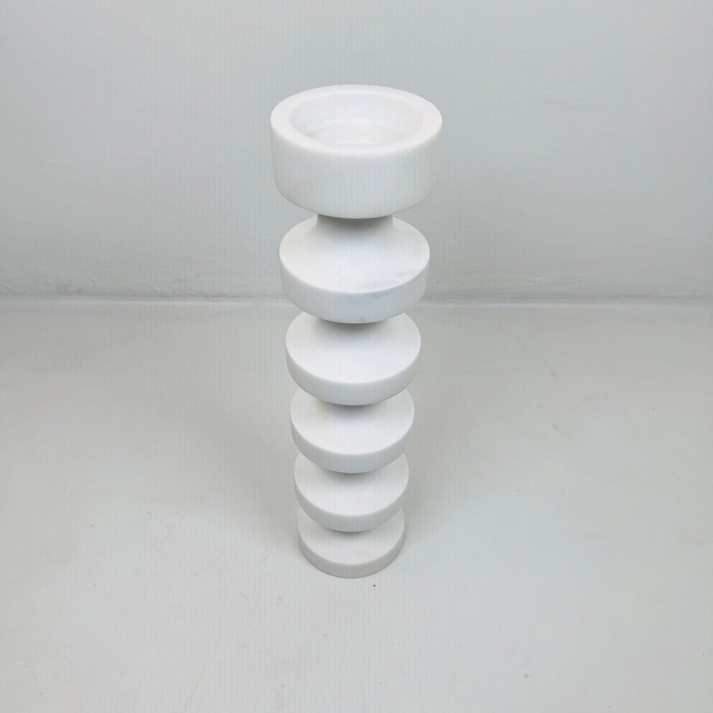 Stacked Disc White Marble Candle Stand (Large)