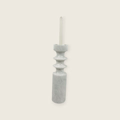 Bulged Disc White Marble Candle Stand(Large)