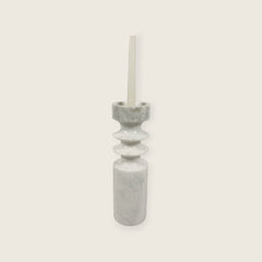 Bulged Disc White Marble Candle Stand(Medium)